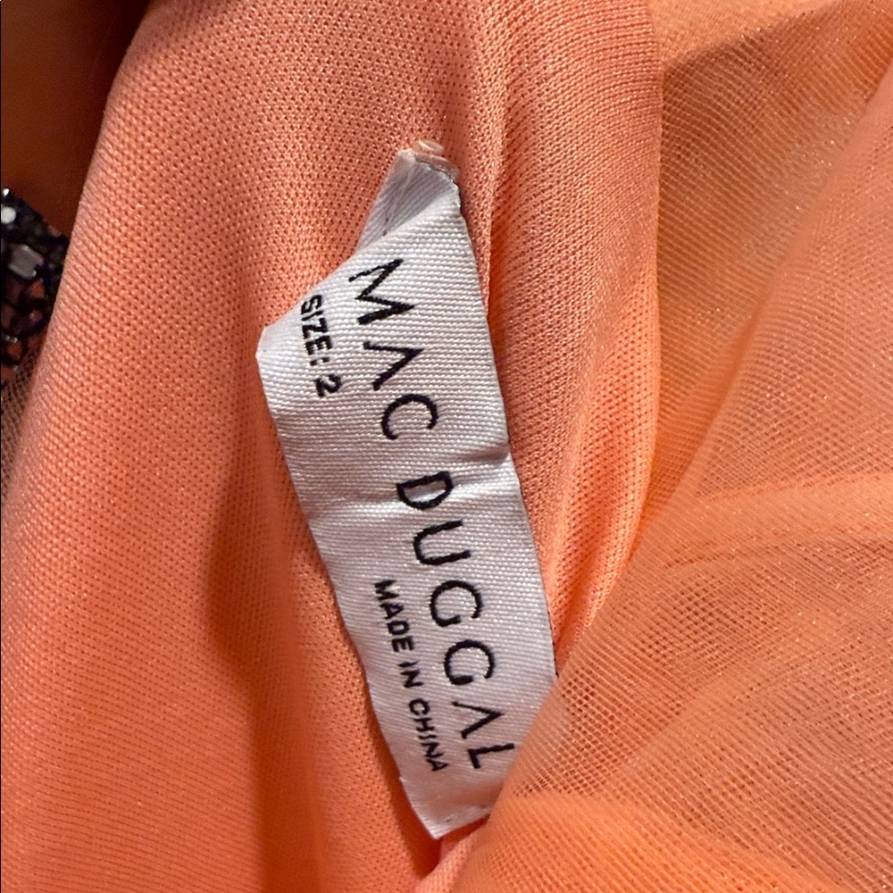 Mac Duggal Peach Strapless Tiered Tulle Gown - Picture 2 of 5